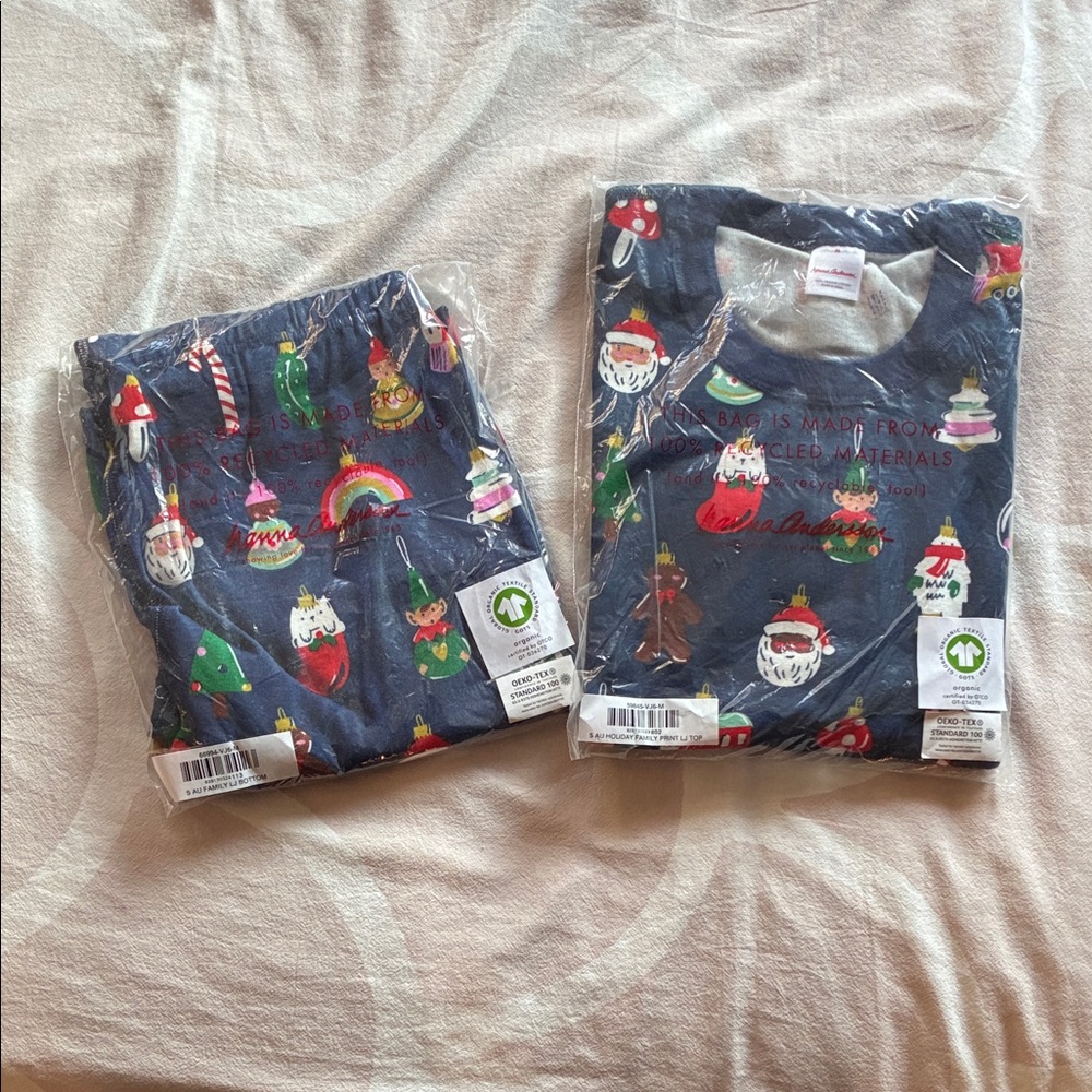 Hanna Andersson Christmas pajamas size medium adult organic matching set